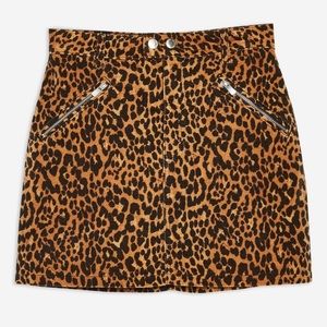 Topshop Textured Leopard Mini Skirt